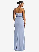 Rear View Thumbnail - Sky Blue Strapless Overlay Bodice Crepe Maxi Dress with Front Slit