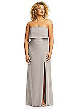 Alt View 3 Thumbnail - Taupe Strapless Overlay Bodice Crepe Maxi Dress with Front Slit