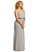 Alt View 4 Thumbnail - Taupe Strapless Overlay Bodice Crepe Maxi Dress with Front Slit