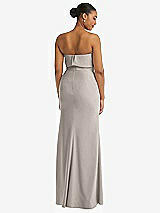 Rear View Thumbnail - Taupe Strapless Overlay Bodice Crepe Maxi Dress with Front Slit