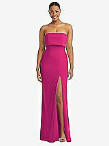 Alt View 1 Thumbnail - Think Pink Strapless Overlay Bodice Crepe Maxi Dress with Front Slit