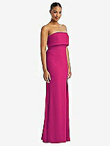 Side View Thumbnail - Think Pink Strapless Overlay Bodice Crepe Maxi Dress with Front Slit