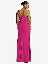 Rear View Thumbnail - Think Pink Strapless Overlay Bodice Crepe Maxi Dress with Front Slit