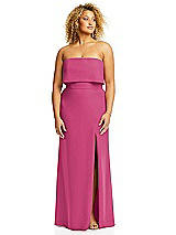 Alt View 3 Thumbnail - Tea Rose Strapless Overlay Bodice Crepe Maxi Dress with Front Slit