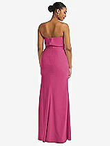 Rear View Thumbnail - Tea Rose Strapless Overlay Bodice Crepe Maxi Dress with Front Slit