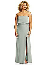 Alt View 3 Thumbnail - Willow Green Strapless Overlay Bodice Crepe Maxi Dress with Front Slit