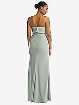 Rear View Thumbnail - Willow Green Strapless Overlay Bodice Crepe Maxi Dress with Front Slit
