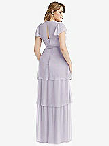 Rear View Thumbnail - Moondance Flutter Sleeve Jewel Neck Chiffon Maxi Dress with Tiered Ruffle Skirt