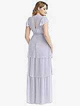 Rear View Thumbnail - Silver Dove Flutter Sleeve Jewel Neck Chiffon Maxi Dress with Tiered Ruffle Skirt