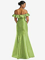Alt View 5 Thumbnail - Mojito Off-the-Shoulder Ruffle Neck Satin Trumpet Gown
