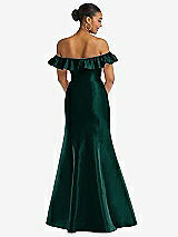 Alt View 5 Thumbnail - Evergreen Off-the-Shoulder Ruffle Neck Satin Trumpet Gown