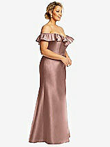 Side View Thumbnail - Neu Nude Off-the-Shoulder Ruffle Neck Satin Trumpet Gown