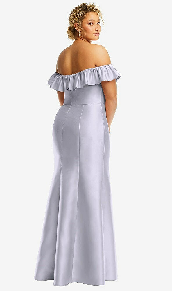 Back View - Silver Dove Off-the-Shoulder Ruffle Neck Satin Trumpet Gown