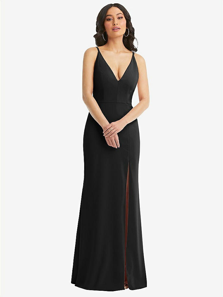 3/4 Sleeve V-back Draped Wrap Maxi Bridesmaid Dress - Yara In 