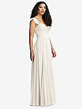Side View Thumbnail - Ivory Shirred Cross Bodice Lace Up Open-Back Maxi Dress with Flutter Sleeves