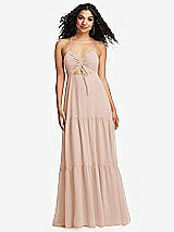 Alt View 2 Thumbnail - Cameo Drawstring Bodice Gathered Tie Open-Back Maxi Dress with Tiered Skirt