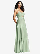Side View Thumbnail - Celadon Drawstring Bodice Gathered Tie Open-Back Maxi Dress with Tiered Skirt