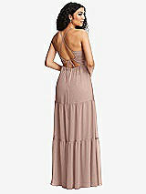 Rear View Thumbnail - Neu Nude Drawstring Bodice Gathered Tie Open-Back Maxi Dress with Tiered Skirt