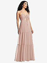 Alt View 1 Thumbnail - Toasted Sugar Drawstring Bodice Gathered Tie Open-Back Maxi Dress with Tiered Skirt