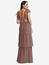 Rear View Thumbnail - Sienna Flutter Sleeve Cutout Tie-Back Maxi Dress with Tiered Ruffle Skirt