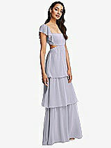 Side View Thumbnail - Silver Dove Flutter Sleeve Cutout Tie-Back Maxi Dress with Tiered Ruffle Skirt