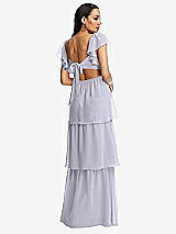 Rear View Thumbnail - Silver Dove Flutter Sleeve Cutout Tie-Back Maxi Dress with Tiered Ruffle Skirt