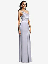 Side View Thumbnail - Silver Dove One-Shoulder Draped Skirt Satin Trumpet Gown