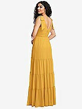 Rear View Thumbnail - NYC Yellow Bow-Shoulder Faux Wrap Maxi Dress with Tiered Skirt