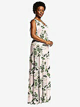 Alt View 2 Thumbnail - Palm Beach Print Bow-Shoulder Faux Wrap Maxi Dress with Tiered Skirt