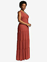 Alt View 2 Thumbnail - Amber Sunset Bow-Shoulder Faux Wrap Maxi Dress with Tiered Skirt