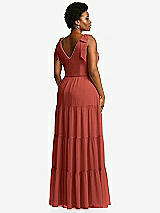 Alt View 3 Thumbnail - Amber Sunset Bow-Shoulder Faux Wrap Maxi Dress with Tiered Skirt