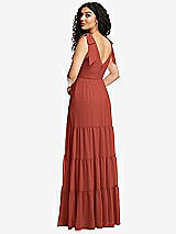 Rear View Thumbnail - Amber Sunset Bow-Shoulder Faux Wrap Maxi Dress with Tiered Skirt