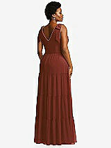 Alt View 3 Thumbnail - Auburn Moon Bow-Shoulder Faux Wrap Maxi Dress with Tiered Skirt