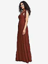 Side View Thumbnail - Auburn Moon Bow-Shoulder Faux Wrap Maxi Dress with Tiered Skirt