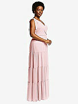 Alt View 2 Thumbnail - Ballet Pink Bow-Shoulder Faux Wrap Maxi Dress with Tiered Skirt