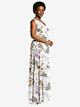 Alt View 2 Thumbnail - Butterfly Botanica Ivory Bow-Shoulder Faux Wrap Maxi Dress with Tiered Skirt