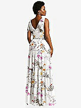 Alt View 3 Thumbnail - Butterfly Botanica Ivory Bow-Shoulder Faux Wrap Maxi Dress with Tiered Skirt