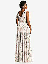 Alt View 3 Thumbnail - Blush Garden Bow-Shoulder Faux Wrap Maxi Dress with Tiered Skirt