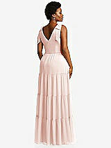 Alt View 3 Thumbnail - Blush Bow-Shoulder Faux Wrap Maxi Dress with Tiered Skirt