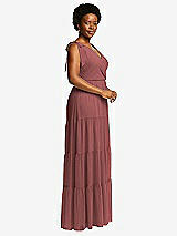 Alt View 2 Thumbnail - English Rose Bow-Shoulder Faux Wrap Maxi Dress with Tiered Skirt