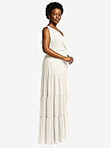 Alt View 2 Thumbnail - Ivory Bow-Shoulder Faux Wrap Maxi Dress with Tiered Skirt