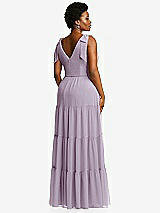 Alt View 3 Thumbnail - Lilac Haze Bow-Shoulder Faux Wrap Maxi Dress with Tiered Skirt