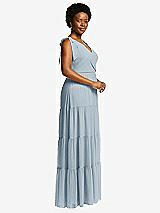 Alt View 2 Thumbnail - Mist Bow-Shoulder Faux Wrap Maxi Dress with Tiered Skirt