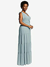 Alt View 2 Thumbnail - Morning Sky Bow-Shoulder Faux Wrap Maxi Dress with Tiered Skirt