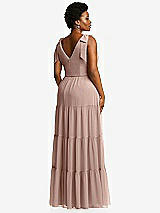 Alt View 3 Thumbnail - Neu Nude Bow-Shoulder Faux Wrap Maxi Dress with Tiered Skirt