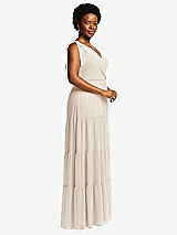 Alt View 2 Thumbnail - Oat Bow-Shoulder Faux Wrap Maxi Dress with Tiered Skirt