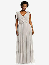 Alt View 1 Thumbnail - Oyster Bow-Shoulder Faux Wrap Maxi Dress with Tiered Skirt