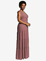 Alt View 2 Thumbnail - Rosewood Bow-Shoulder Faux Wrap Maxi Dress with Tiered Skirt