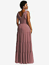 Alt View 3 Thumbnail - Rosewood Bow-Shoulder Faux Wrap Maxi Dress with Tiered Skirt