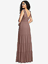 Rear View Thumbnail - Sienna Bow-Shoulder Faux Wrap Maxi Dress with Tiered Skirt